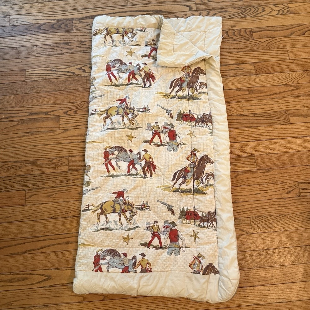 Vintage Cowboy Western Quilt  Baby/Toddler Blanket That Zips Up Sleep Sack
